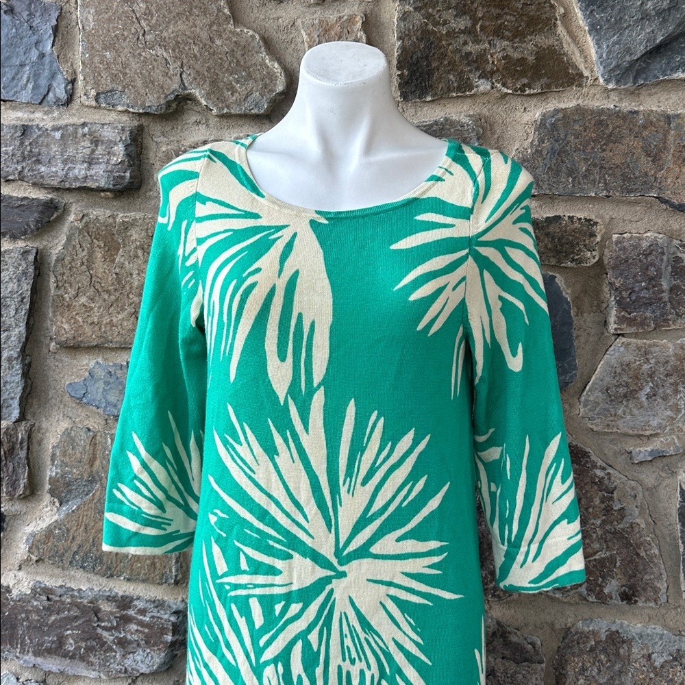Lilly Pulitzer Pipster Merino Wool Sweater Dress Sz L – Pink Floral Classic Knit - Picture 3 of 7